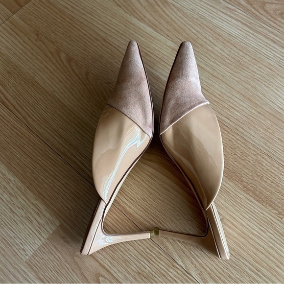 YDN Nude Leather Suede Pointed Clogs Heels Women’s 10 - Picture 8 of 10